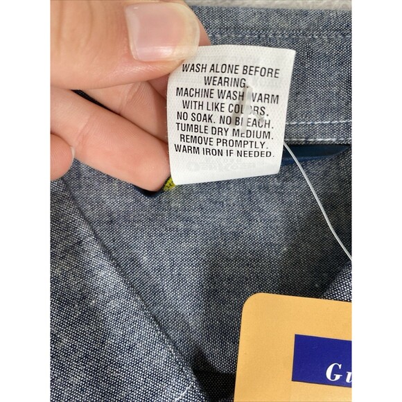 NOS Vintage Osh Kosh B'gosh Shirt Men 2XLT Tall Chambray Cotton Blue - Picture 3 of 9